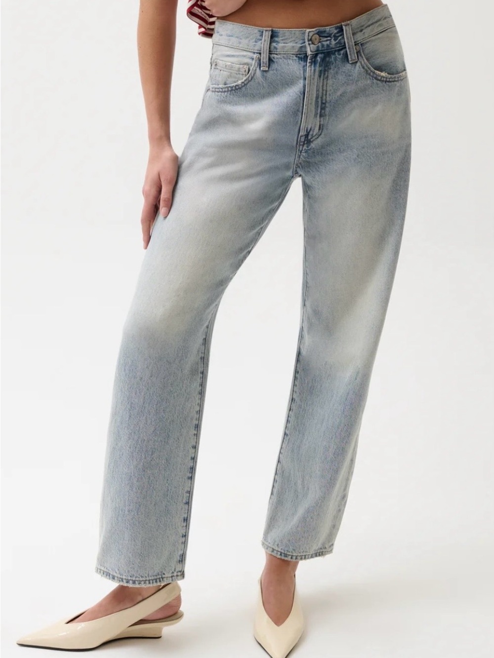 Pistola Lexi Mid Rise Bowed Straight Jeans in Bowie Light Wash Size 25 - Picture 9 of 12